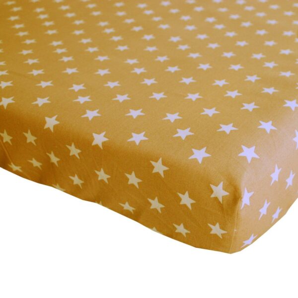 BINK Bedding Hoeslaken Stars Oker Wieg/Kinderwagen 40 x 80 cm