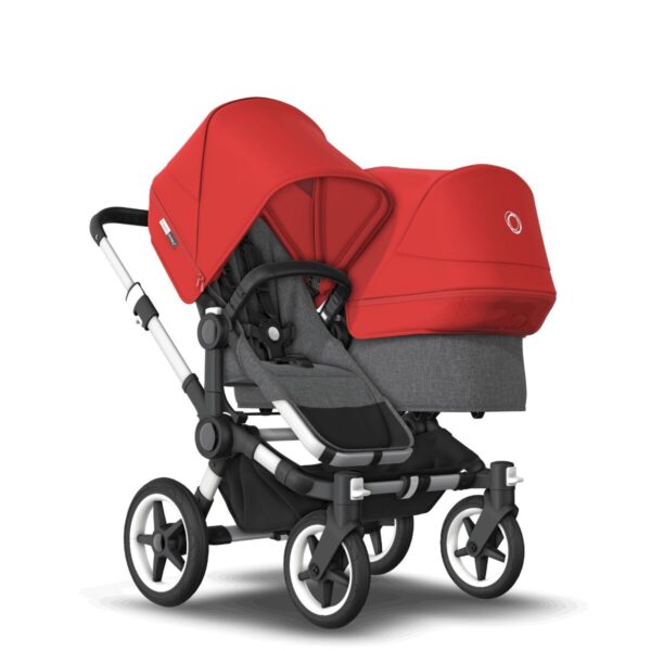 Bugaboo Duo Kinderwagen Donkey3 Alu - Grey Melange - Red