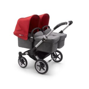 Bugaboo Tweeling Kinderwagen Donkey3 Alu - Grey Melange - Red