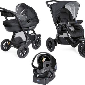 Chicco Kinderwagen 3-in-1 Activ3 Top Polyester - Kinderwagen - Plooibuggy - Reiswieg - Autostoel - Jet black