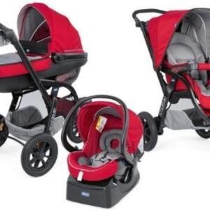 Chicco Kinderwagen 3-in-1 Activ3 Top Polyester - Kinderwagen - Plooibuggy - Reiswieg - Autostoel - Rood/grijs