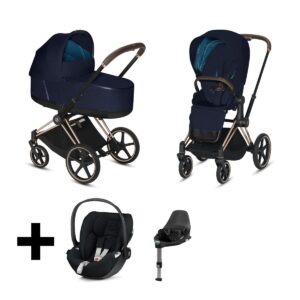 Cybex Kinderwagen 3 in 1 Priam Plus Midnight Blue + Cybex Cloud Z I Size Autostoel + Base