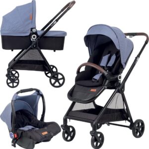 FreeON Kinderwagen Elegance 3 in 1 Blauw (incl. autostoel)