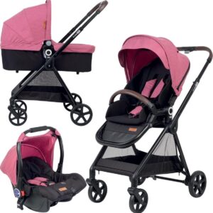 FreeON Kinderwagen Elegance 3 in 1 Roze (incl. autostoel)