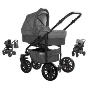 Friedrich Hugo Combi Kinderwagen Berlin 3 in 1 Dark Grey and Grey Night / grijs wit