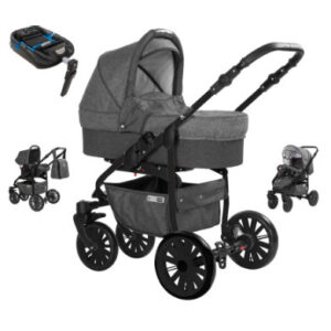 Friedrich Hugo Combi Kinderwagen Hamburg 4 in 1 met isofix set Dark Grey and Grey Night / grijs