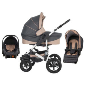 Friedrich Hugo Combi kinderwagen Hamburg 3 in 1 met luchtbanden Grey and Beige / grijs