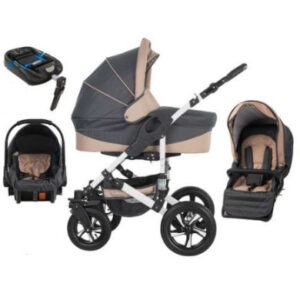 Friedrich Hugo Combi kinderwagen Hamburg 4 in 1 met luchtbanden Grey and Beige / grijs