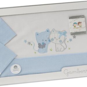 Gamberritos Lakenset Kinderwagen Katjes Katoen Blauw 3-delig