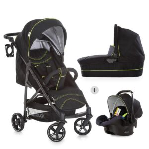 Hauck Rapid 4S Plus Trioset Deluxe Kinderwagen - Caviar/Neon Geel