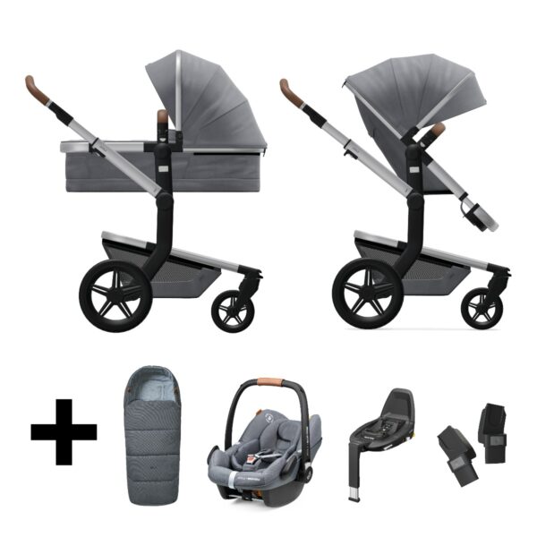 Joolz 2 In 1 Kinderwagen Day+ Gorgeous Grey + Maxi Cosi Autostoel + Adapterset + Base + Voetenzak