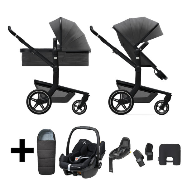 Joolz Day+ Kinderwagen 3 in 1 Awesome Anthracite + Voetenzak + Maxi Cosi Autostoel + Base + Adapters + Smarth Cushion