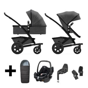 Joolz Kinderwagen 3 in 1 Geo2 Awesome Anthracite + Autostoel + Adapterset + Base + Voetenzak