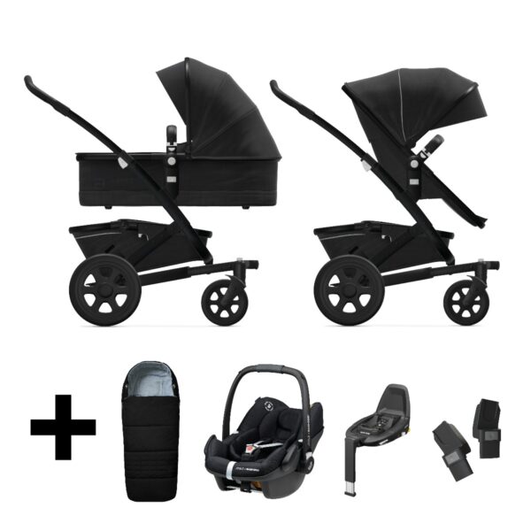 Joolz Kinderwagen 3 in 1 Geo2 Brilliant Black + Autostoel + Adapterset + Base + Voetenzak