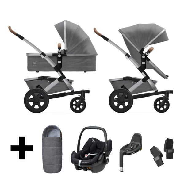 Joolz Kinderwagen 3 in 1 Geo2 Radiant Grey + Autostoel + Adapterset + Base + Voetenzak