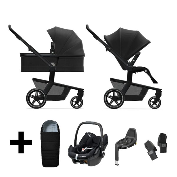 Joolz Kinderwagen 3 in 1 Hub+ Brilliant Black + Autostoel + Adapterset + Base + Voetenzak