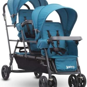 Joovy Big Caboose Graphite - Triple Kinderwagen - drie kinderen wandelwagen - turquoise