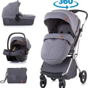 Kinderwagen 3 in 1 Piruet Chipolino grijs inclusief 360 graden draaibaar zitje voor meer comfort!