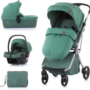 Kinderwagen 3 in 1 Piruet Chipolino groen inclusief 360 graden draaibaar zitje voor meer comfort!