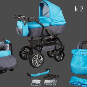 Kinderwagen Bavario Blauw Grijs 3in1