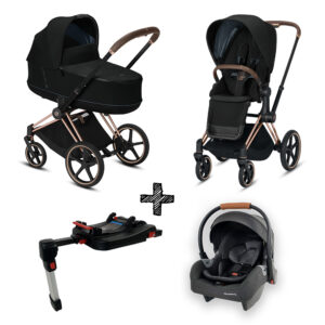 Kinderwagen Cybex Priam Deep Black / Black met Autostoel & Isofixbase