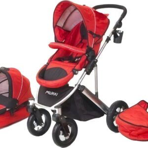 Mukki Daily Transporter - combi-kinderwagen en reiswieg rood