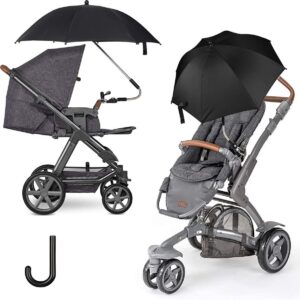 Parasol voor kinderwagen, universeel, 75 cm, parasol voor kinderwagen en kinderwagen - Zwart