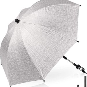 Parasol voor kinderwagen, universeel, 75 cm, uv-bescherming UPF50+, parasol voor kinderwagen en kinderwagen, 360 graden verstelbaar - Grijs