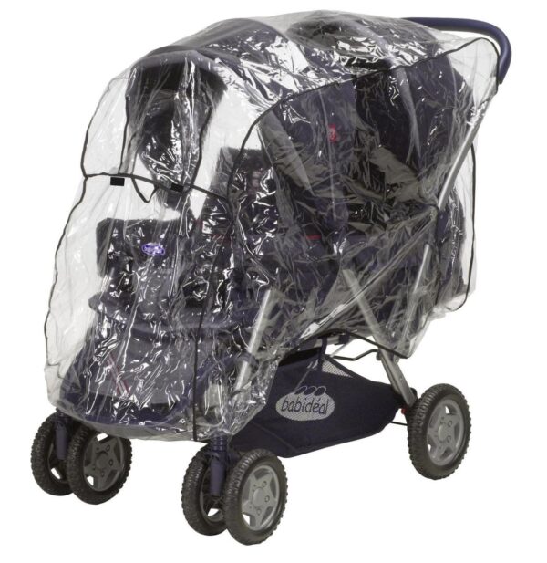 Playshoes - Universele regenhoes voor duo kinderwagen (tandem) - transparant - maat Onesize