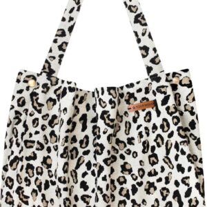 Your Wishes Mommy Tote Bag / Witte luiertas Luipaard Panter / Kinderwagen Luiertas / Verzorgingstas Baby / Boodschappentas - Off White Leopard Jacquard Leopard