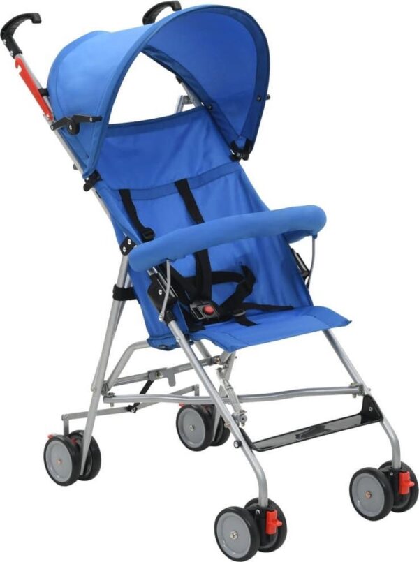 vidaXL Kinderwagen inklapbaar staal blauw