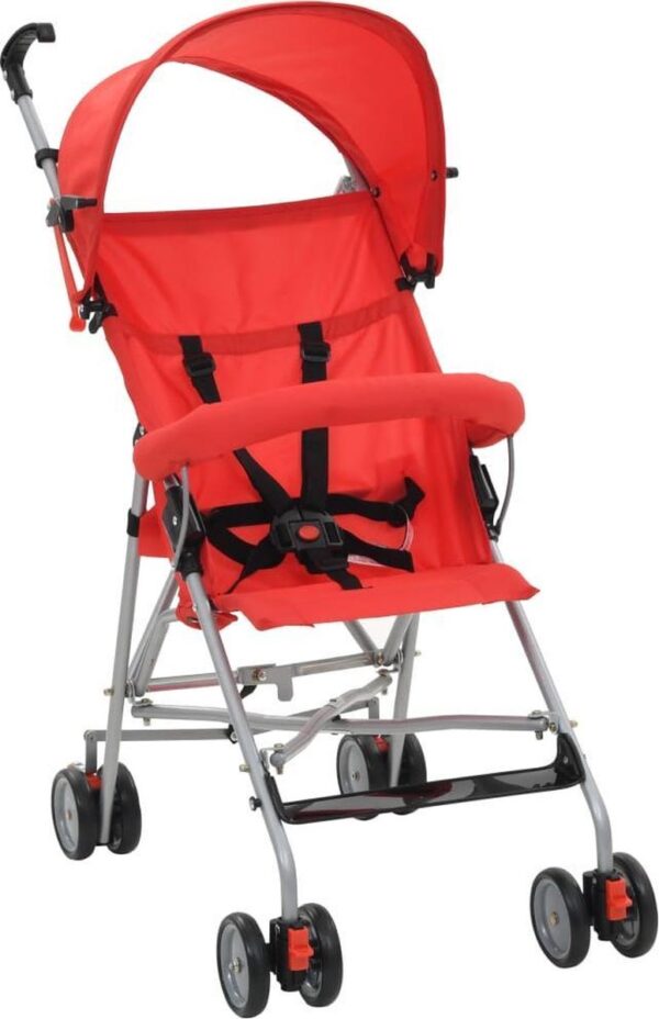 vidaXL Kinderwagen inklapbaar staal rood