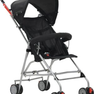 vidaXL Kinderwagen inklapbaar staal zwart