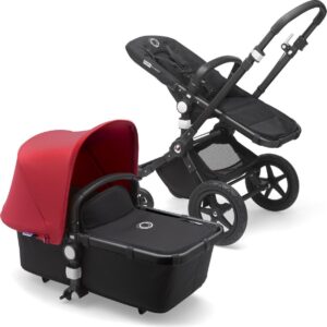 Bugaboo Cameleon 3 Plus, Soepele en Flexibele 2-in-1 Kinderwagen: Wandelwagen & Comfort Reiswieg, 0-4 Jaar, Zwart Onderstel & Rode Zonnekap