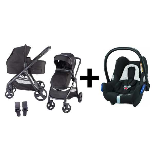 Kinderwagen 2in1 X-GO + Maxi Cosi Cabriofix Autostoel Black Grid