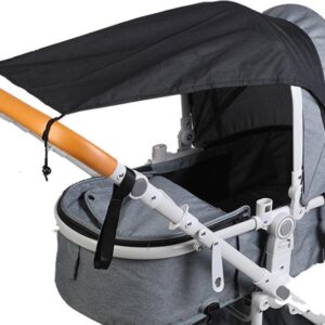 Kinderwagen Zonnescherm - Zonnedoek - Schaduwdoek - Waterbestendige coating - Oxford materiaal - Zwart