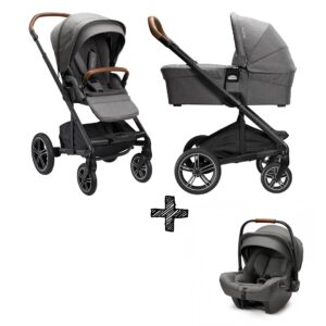 SET | Kinderwagen Nuna Mixx Next Granite + Autostoel Nuna Pipa Next Compatible 90Caviar