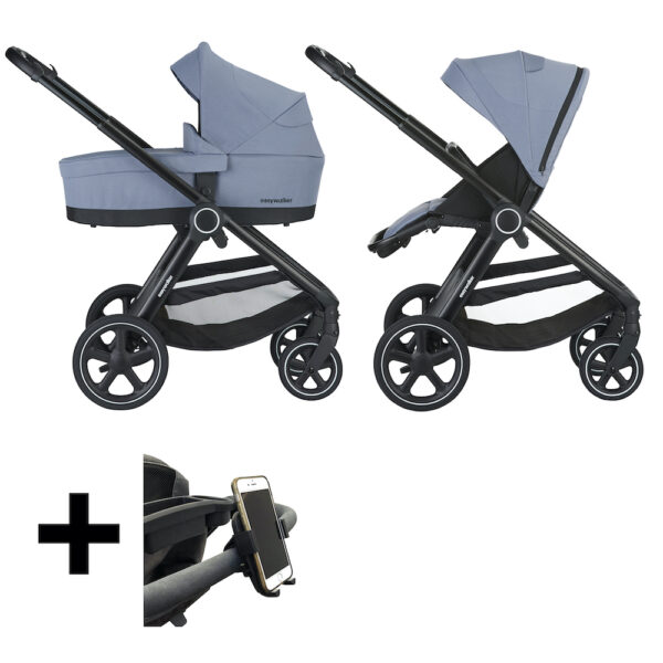 Easywalker Kinderwagen Rudey Steel Grey + Gratis Telefoonhouder