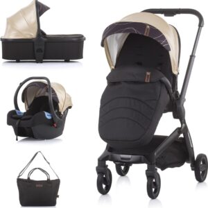 Kinderwagen 3 in 1 - complete kinderwagen met autostoel & luiertas "EMOTION" GOUD