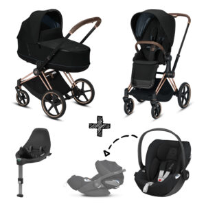 Kinderwagen Cybex Priam Black/Deep Black met Autostoel & Isofixbase