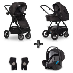 Kinderwagen EasyGo Optimo 3in1 Basalt met Autostoel & Adapterset