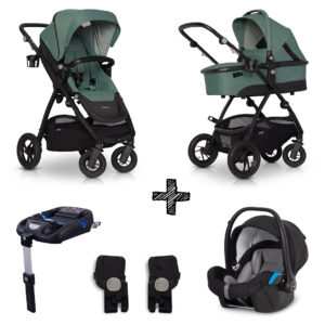 Kinderwagen EasyGo Optimo 4in1 Agave met Autostoel & Isofixbase & Adapterset