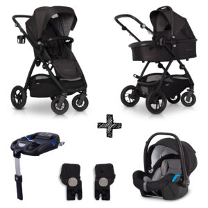 Kinderwagen EasyGo Optimo 4in1 Basalt met Autostoel & Isofixbase & Adapterset