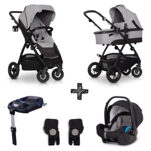 Kinderwagen EasyGo Optimo 4in1 Pearl met Autostoel & Isofixbase & Adapterset