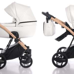 Kinderwagen Invictus 2.0 Wood Frame - White Eco Leather