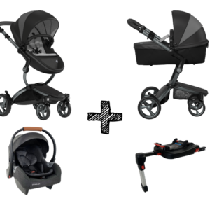 Kinderwagen Mima Xari London Black met Autostoel & Isofix Base