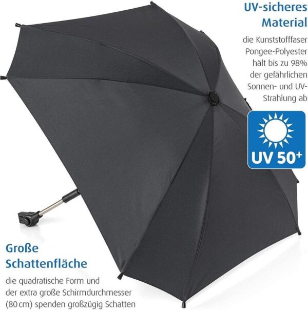 Parasol voor kinderwagen, universeel bruikbaar, draai- en kantelbaar, zwart