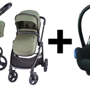 X Adventure 3in1 Kinderwagen X-GO Groen + Maxi Cosi Cabriofix Autostoel Black Grid