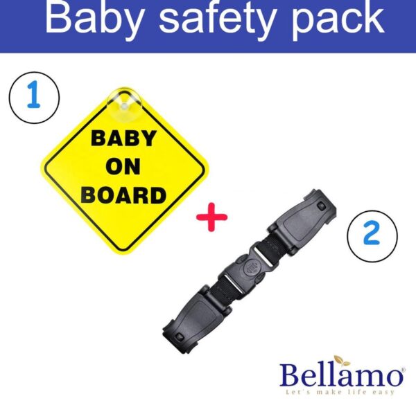 Bellamo®|Baby veiligheid| Gordelclip + Baby on board met zuignap |2-in-1 pakket!