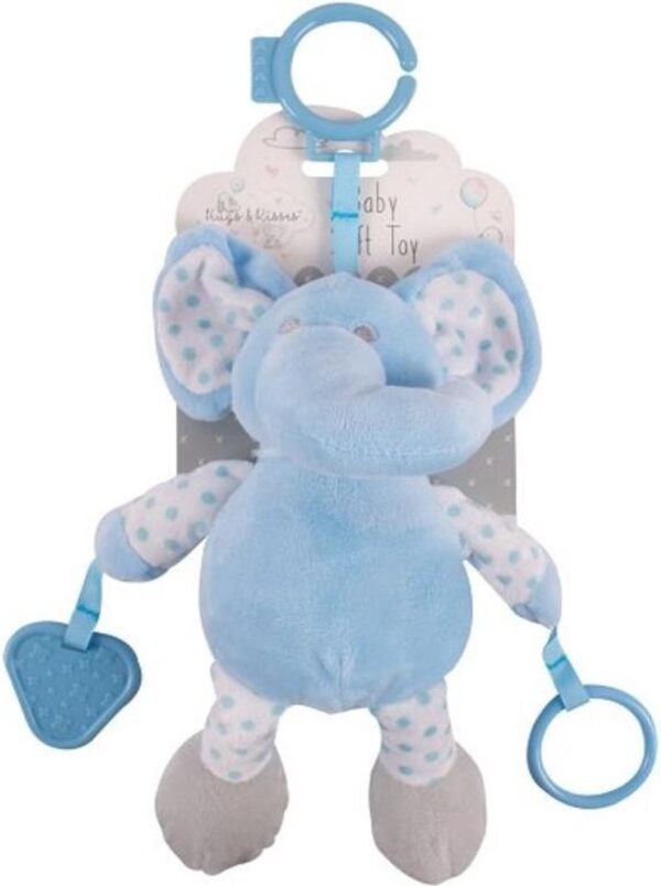 HUGS & KISSES - baby knuffel - kinderwagen speelgoed - autostoelspeeltje - blauw